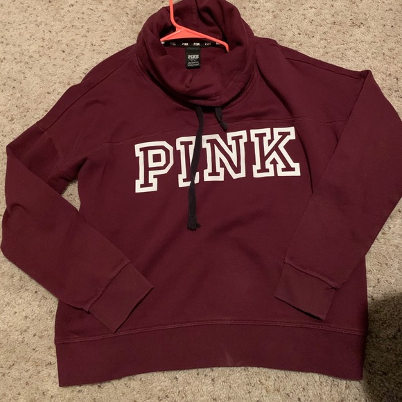PINK Victoria's Secret Sweaters - Pink Burgundy Cowl Neck Sweater PINK Victoria's Secret Sweaters - Pink Burgundy Cowl Neck Sweater